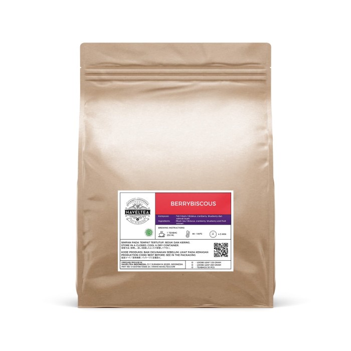 

teh-daun- berrybiscous | pouch | haveltea | fruit tea |teh hitam |berry hibiscus - 30 eco tea bags