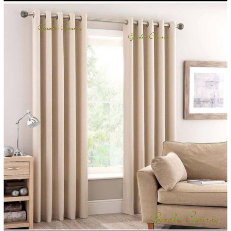 Gorden Jendela Pintu Kamar Blackout Polos Craem Coklat Abu Hijau Biru Navy Gordyn Jendela Pendek Kor