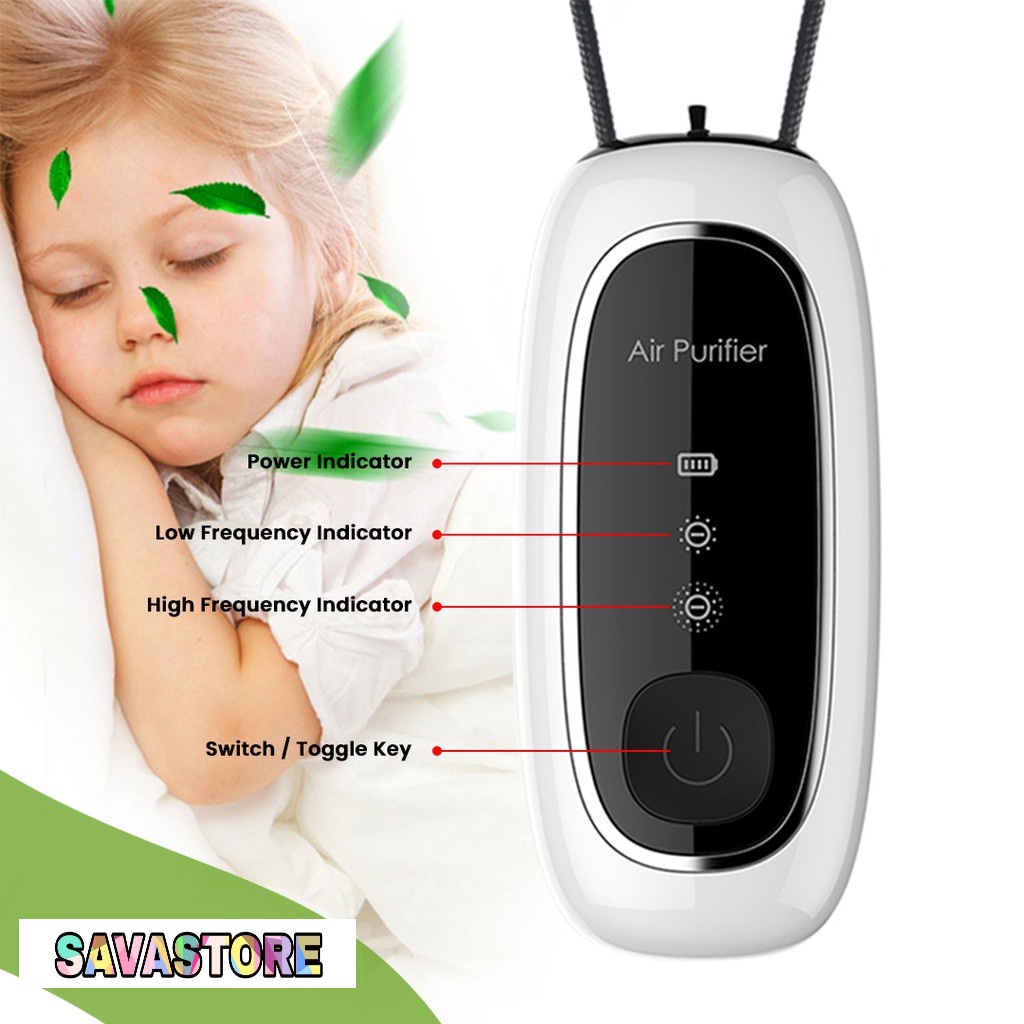 AIR PURIFIER PORTABLE NECKLACE TYGRIS PERSONAL IONIZER AIR FRESHENER - WARNA PUTIH