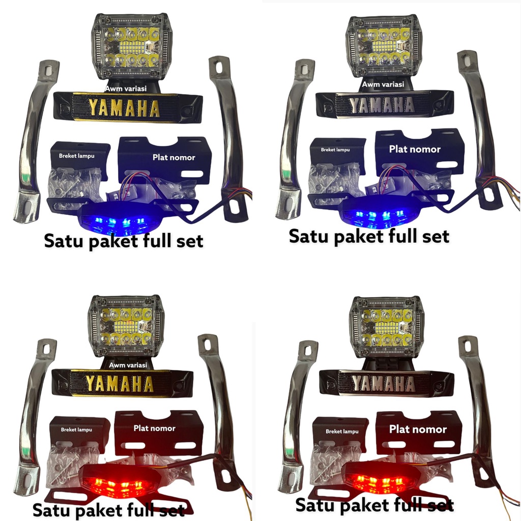 (PAKET)N LAMPU LED 18MATA+LAMPU STOP 3IN1+KUMIS YAMAHA+PLAT NOMOR+BEHEL RX-K