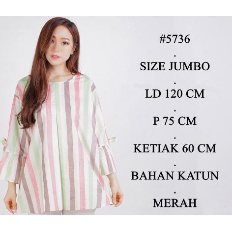 Sale Baju Atasan Wanita Size Jumbo Big Size Blouse Garis Blouse Wanita Terbaru