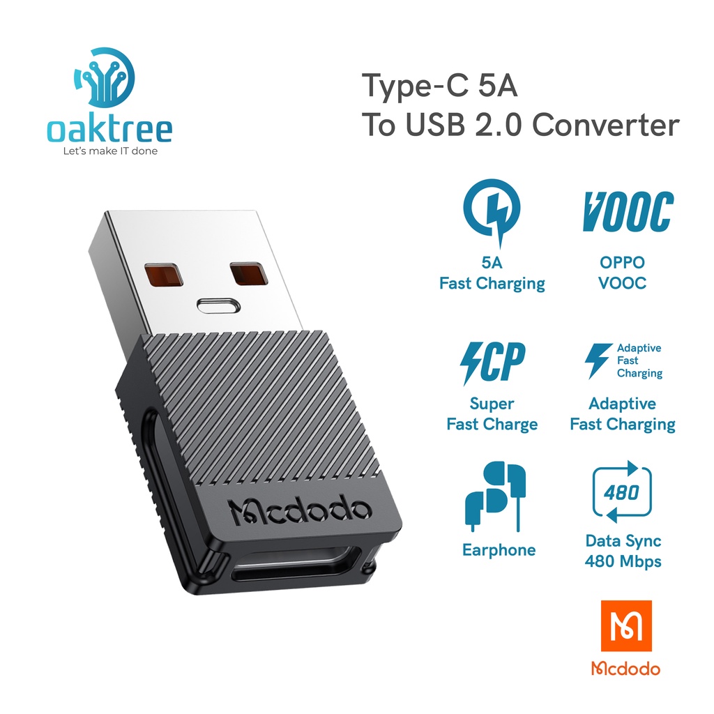 Mcdodo Converter Adapter Type C to USB OTG 5A Fast Charging