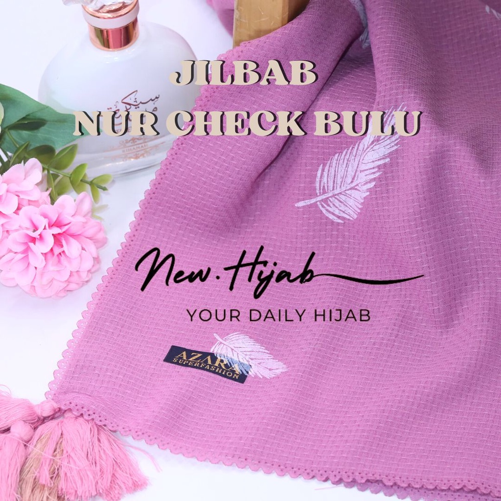 JILBAB SEGIEMPAT NUR CHECK BULU / KERUDUNG NUR CHECK / KRUDUNG MOTIF SEGI EMPAT WAFLE / HIJAB NUR CHECK MOTIF BULU