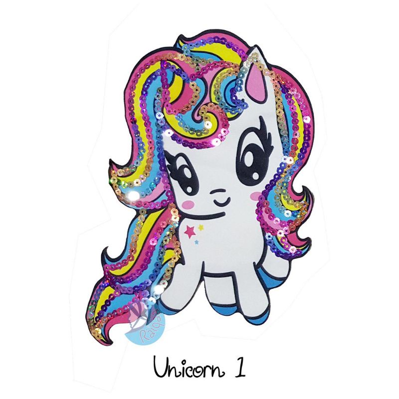 Aplikasi bordir patch unicorn /patch kuda pony LED MUSIK 20 CM (kepala)