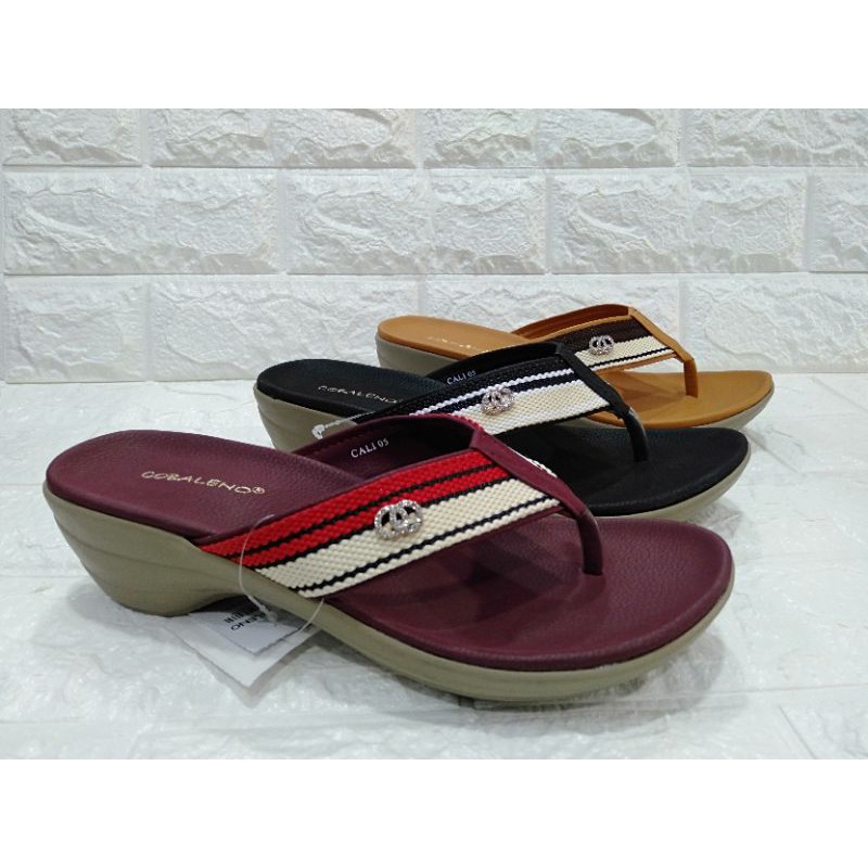 Sandal  jepit COBALENO senyawa pesta mewah Perempuan wanita COBALENO CALI 05 black,maroon & tan