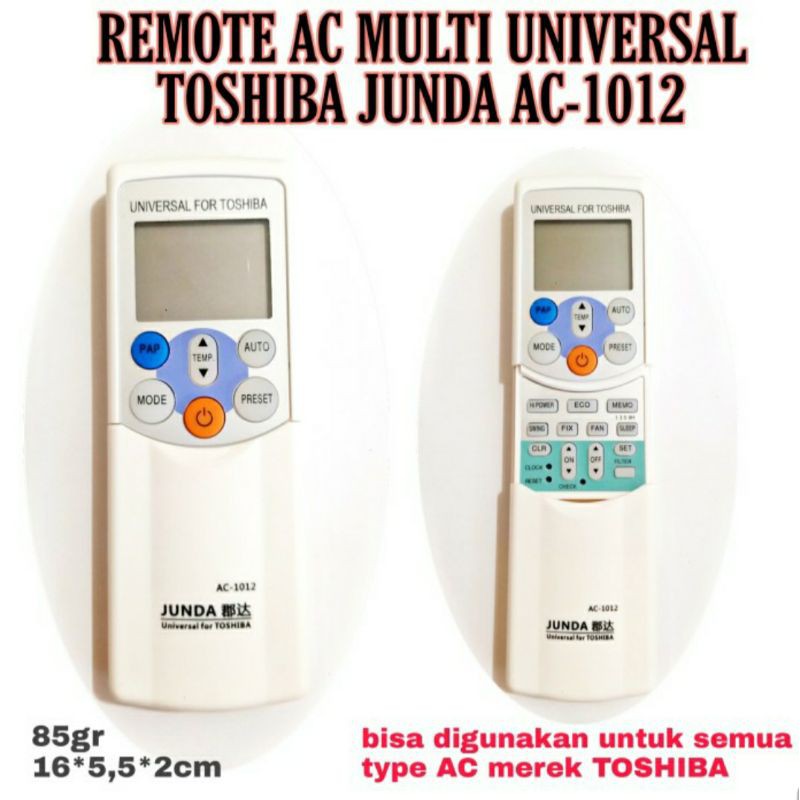 Remote Ac Toshiba Multi / Remote Remot Ac Universal Toshiba Junda 1012