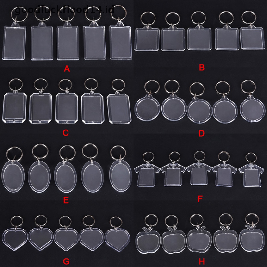 [OOID] 5PCs Transparent Blank Insert Photo Picture Frame Keyring Key Chain DIY Gifts ID