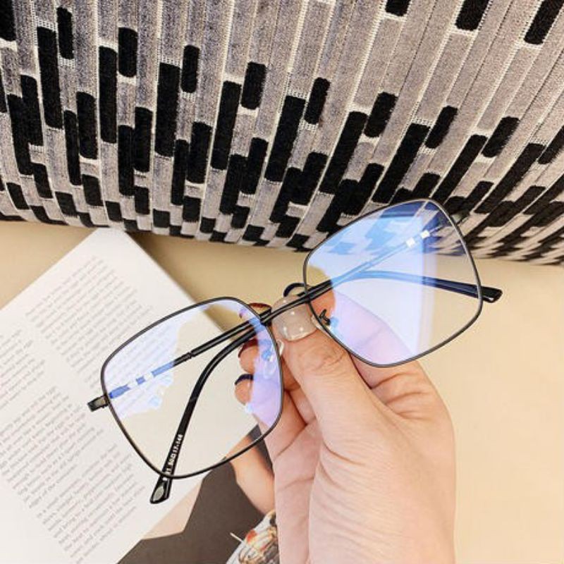 Kaca Mata Kotak Fashion Unisex / Kacamata Korea Frame Besi / Kacamata Kotak Anti Radiasi Blue Sungaless