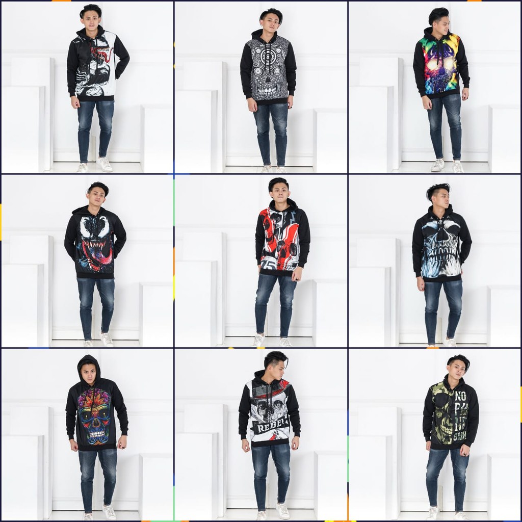 Hoodie Pria / Jaket Pria / Sweater Diskon / Hoodie Printing Tengkorak