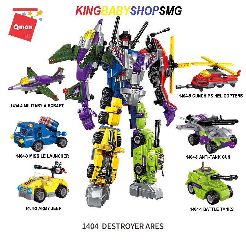 Qman 6 in 1 Set Destroyer Ares 1404 / Lego Mainan Anak