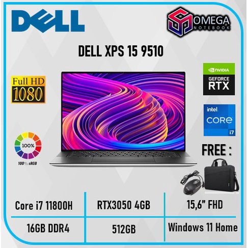 Dell XPS 15 9510 i7-11800H RAM 16GB 512GB SSD RTX3050 4GB W11 15,6&quot; FHD