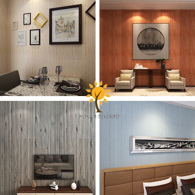 1 Wallpaper Dinding 3D Motif Kayu Wood Foam 70*70cm Dekorasi Kamar High Quality Walpaper-6