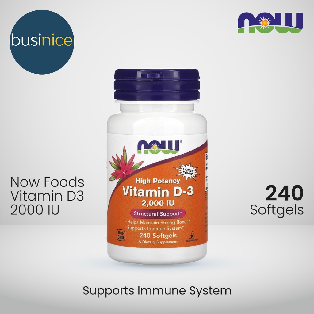 Now Foods Vitamin D3 2,000 IU 240 Softgels D3 2,000IU Vit D3 2000 IU
