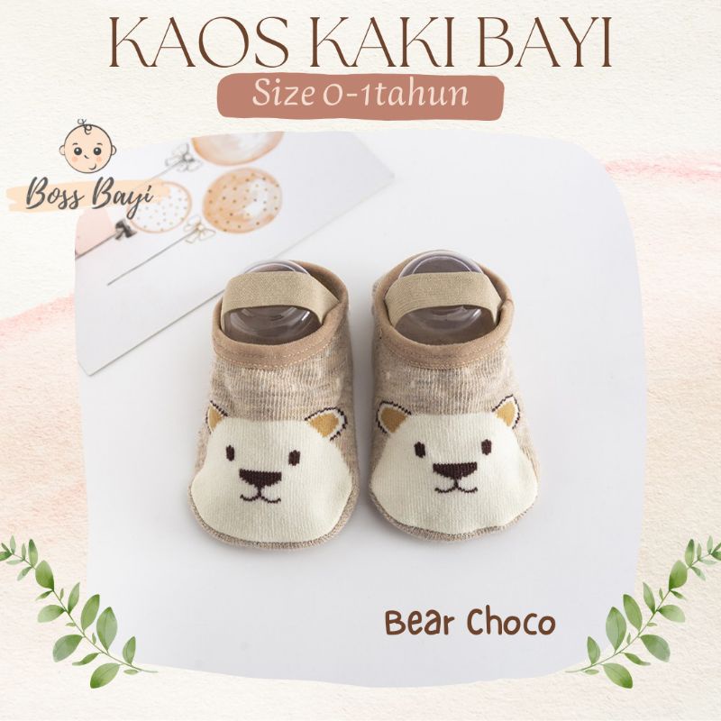 Kaos Kaki Bayi Strap Tali Karet + Antislip Motif Hewan