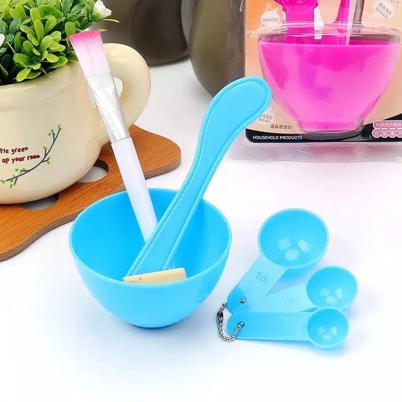 Mangkok Masker DIY 4 IN 1 Mangkok Masker Set Lengkap Mask Bowl Cosmetic Brush Kuas Masker