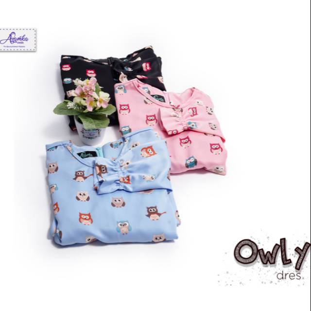 Termurah..Owly Dress Kids by Azamka||gamis anak||dress anak