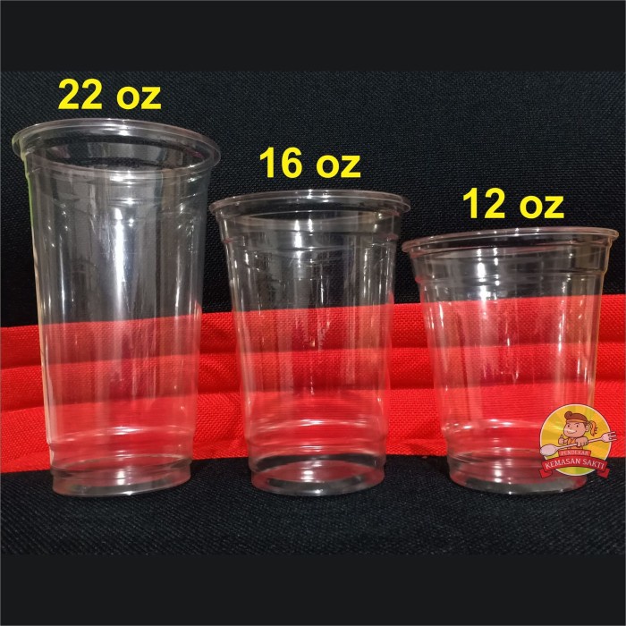 Minum-Peralatan-Paket- Plastik Cup Pet 16 Oz / Gelas Plastik Pet Bening Tebal Isi 50 -Paket-