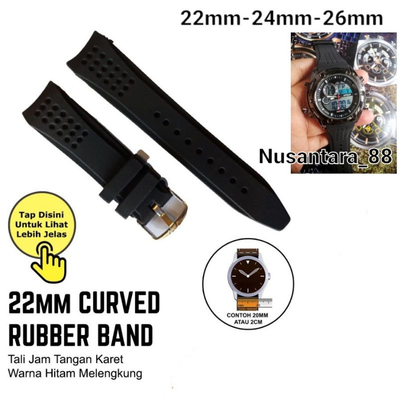 Jual Strap Tali Jam Tangan Karet Model Curved Kepala Melengkung