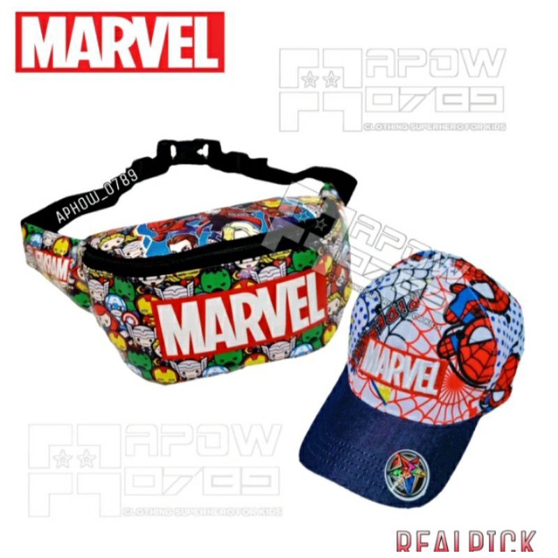 PROMO BISA COD Waistbag Marvel anak 2in1 laki-laki 2-10Tahun Motif kartun abstrak