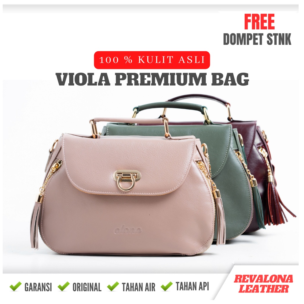 Tas Selempang Wanita Bahan Kulit Sapi Asli Viola Premium Bag