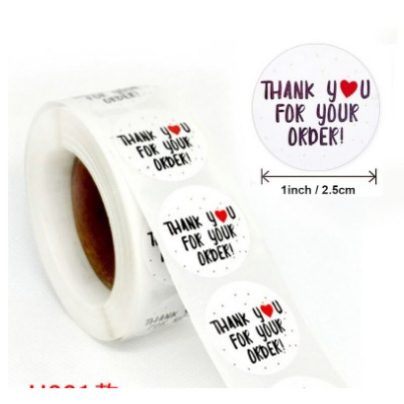 Stiker Label Thank You 2.5cm / 1inch per roll =500pcs Thank You Sticker