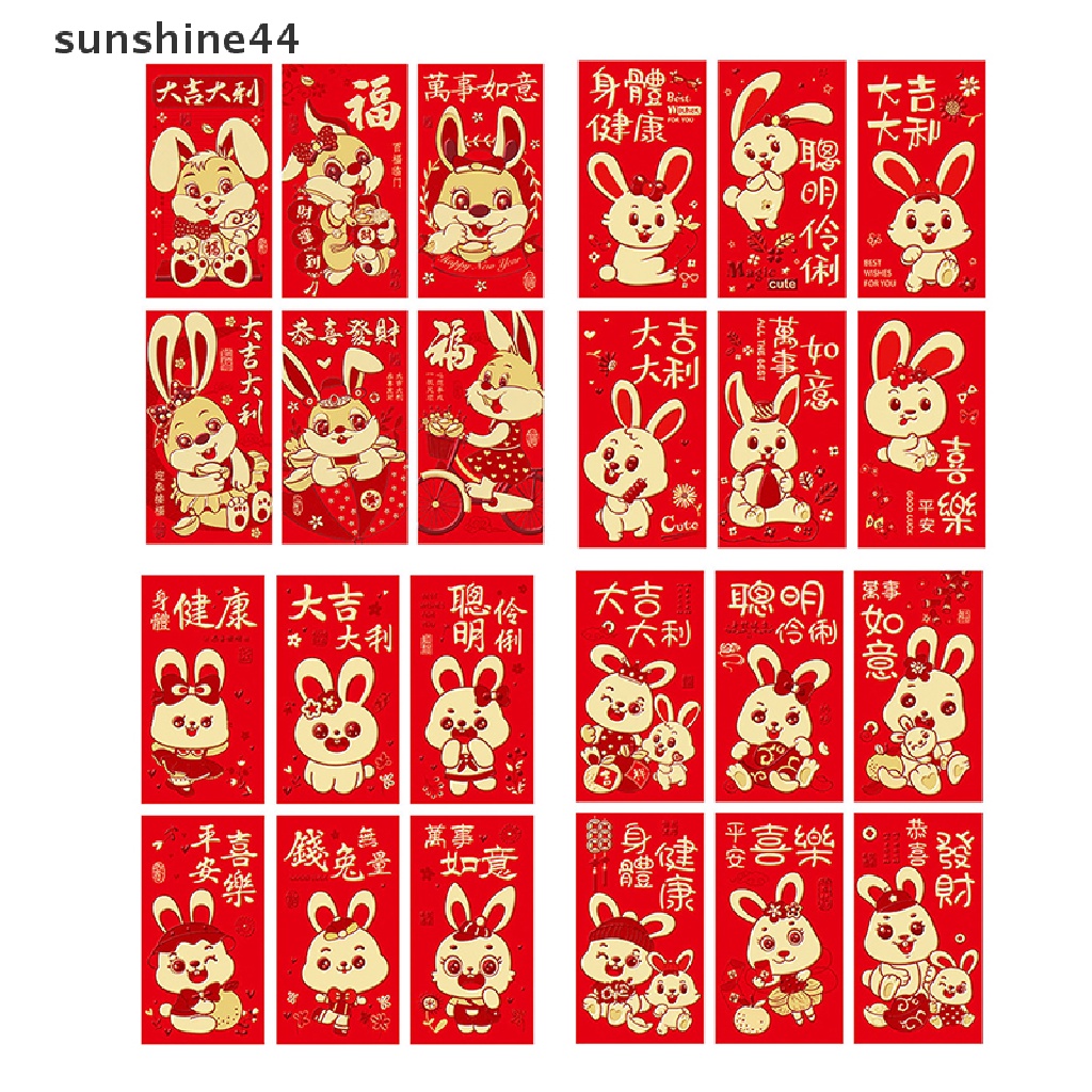 Sunshine 6pcs Amplop Angpao Merah Motif Kartun Untuk Festival Musim Semi