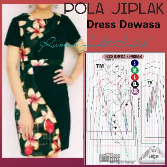 Pola Baju Pola Jahit Dress Dewasa Ukuran S Xxl Shopee Indonesia