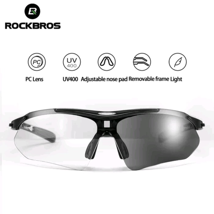 ORIGINAL Kacamata sepeda ROCKBROS warna hitam lensa Photochromic 10143