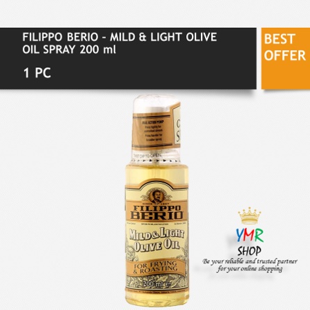 Filippo Berio Minyak Zaitun Extra Virgin Olive Oil EVOO / Extra light and Mild Olive Oil Mpasi Halal Spray 200ML