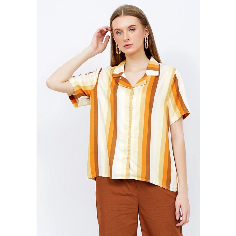 The Executive Short Sleeve Blouse With Camp Collar