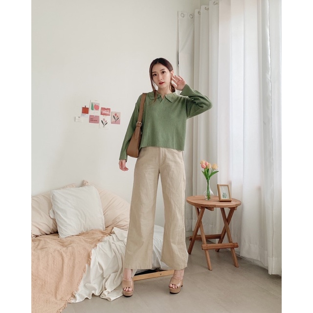 laura crop top | aeris polo knit crop | geani crop blouse