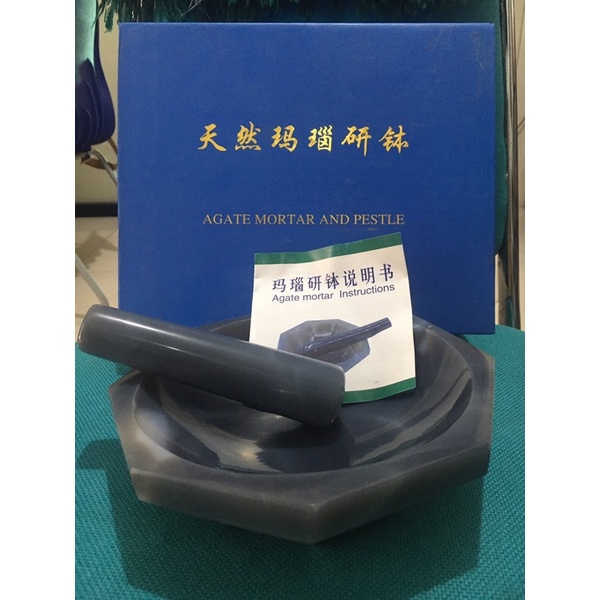 Agate Mortar 15 cm Include with Pestle Batu Agate Alam