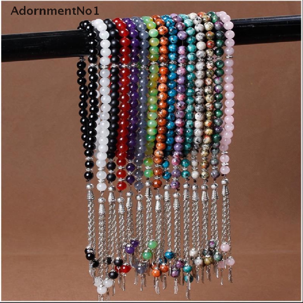 (AdornmentNo1) Tasbih Gelang Rosario 33 Manik-Manik Batu Agate Alami Untuk Umat Muslim