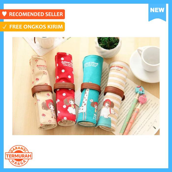 

Tempat Pensil - Animal Island Canvas Roll Pencil Case Gulung Nomor Satu Tempat - Alat Tulis