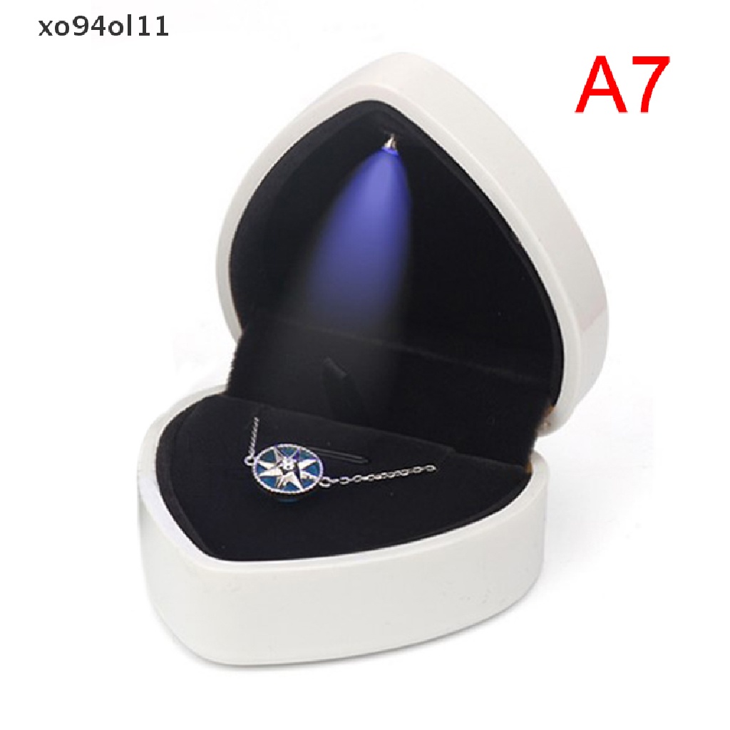 (hotsale) 1 Pc Kotak Cincin Tunangan / Pernikahan Bentuk Hati Dengan Lampu LED