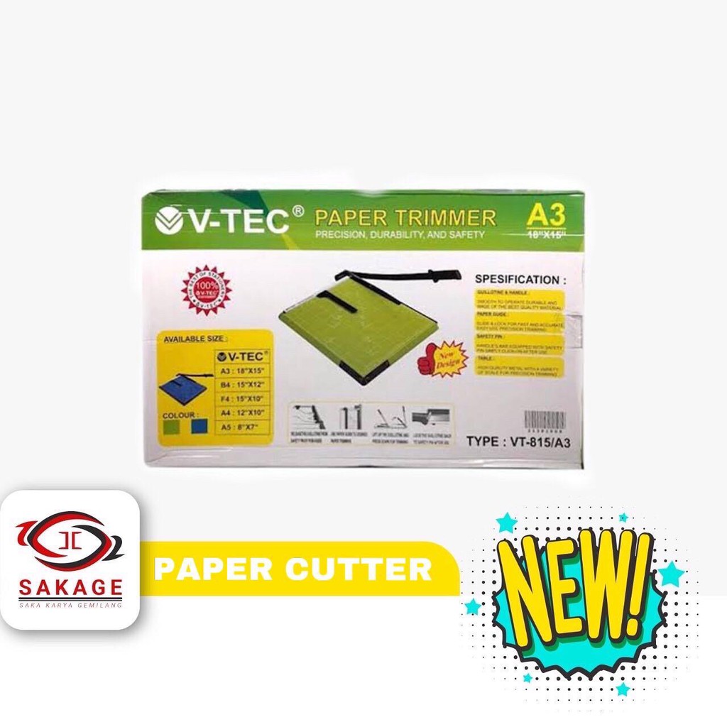 

Alat pisau potong pemotong kertas Paper Cutter VTEC VT-1518 ukuran A3 V-tec