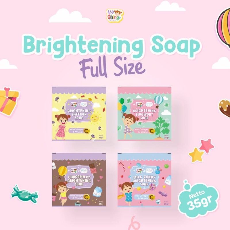 READY (BPOM) BRIGHTENING SOAP CHINGU BY KIYOWO WITH COLLAGEN &amp; VITAMIN C 35GR