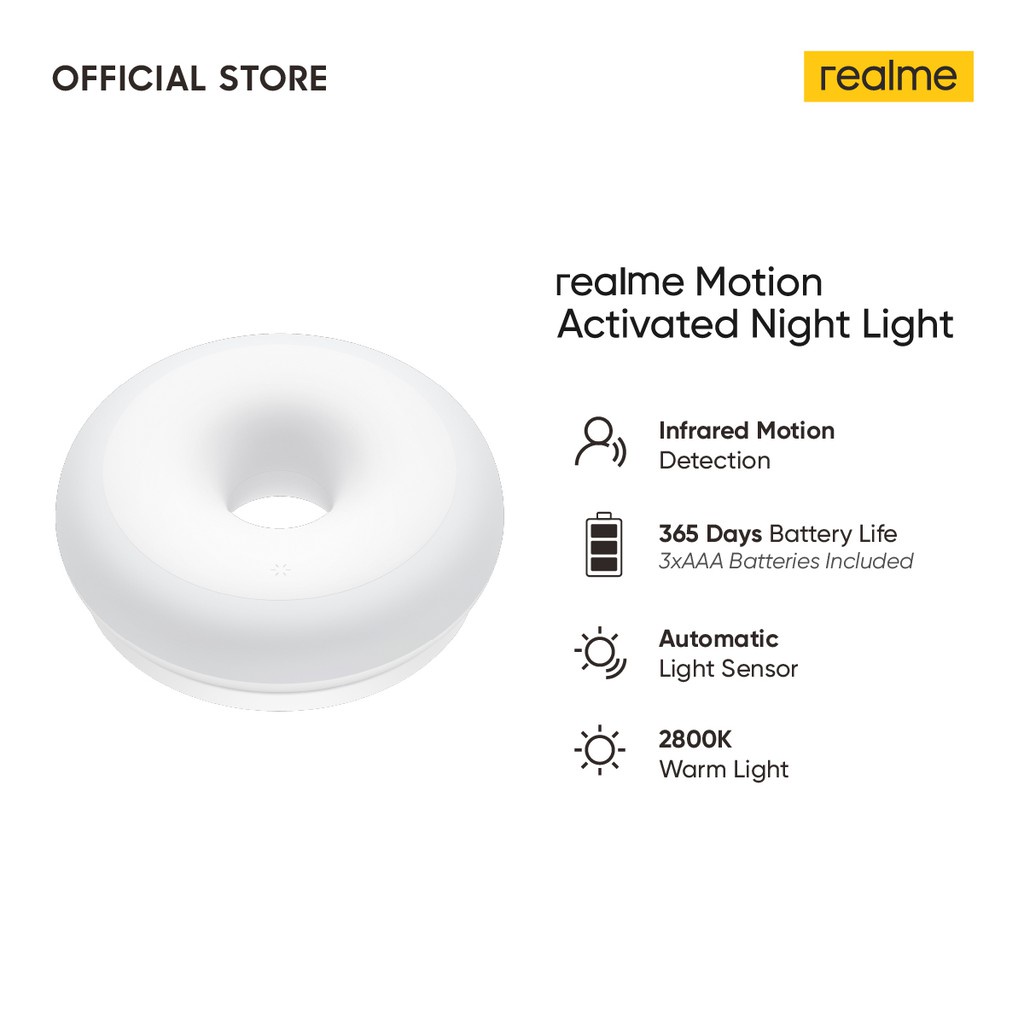 REALME MOTION ACTIVATED NIGHT LIGHT WHITE - GARANSI RESMI