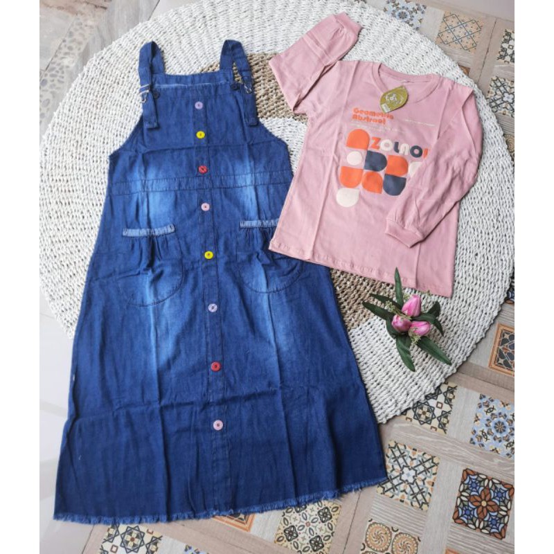 Stelan Overall Anak Perempuan Set Kaos Atasan Zolaku Combet Ori Premium Anak Remaja Lebaran 2021