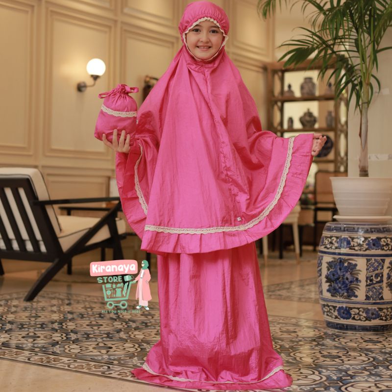(Kode : MPR Anak) PART1 Mukena Sabrina | Mukena Anak 3-12th Parasut Premium Renda (Mukena Atas Bawah
