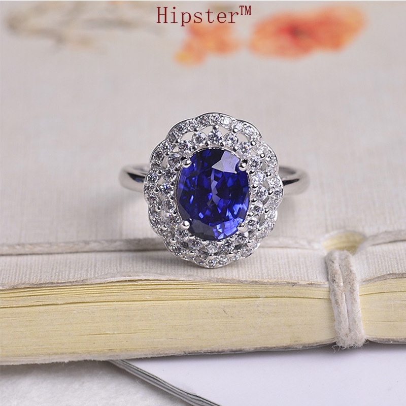 Hot Sale New Best-Selling Fashion Natural Sapphire Full Diamond Jewelry Two-Piece Set