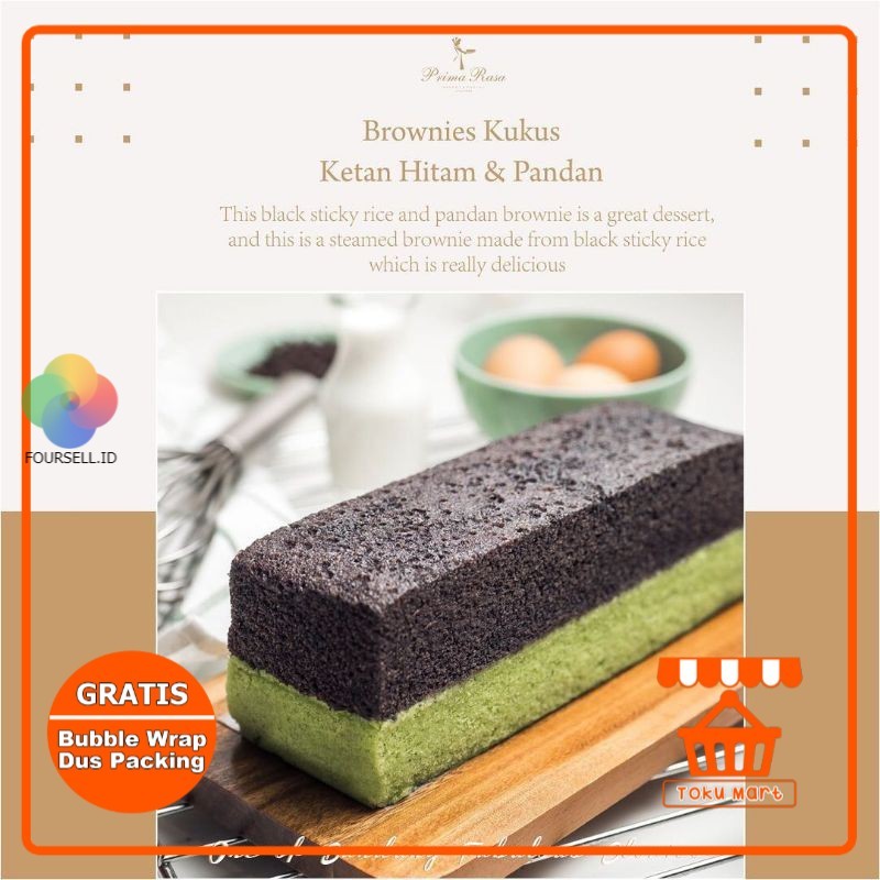 Prima Rasa - Brownies Kukus Ketan Hitam Pandan (PACKING AMAN) - Primarasa Bandung Kue Bandung