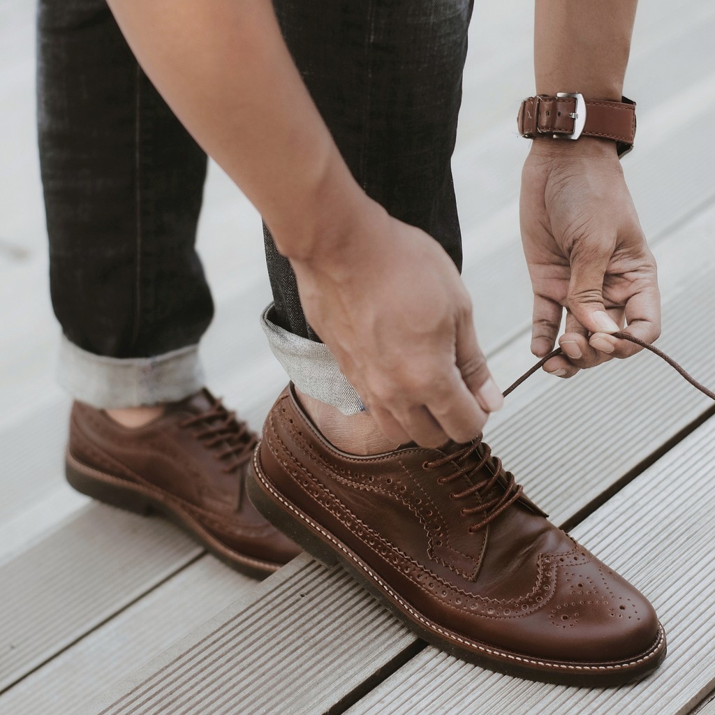 BRITISH BROWN (KULIT ASLI) |MNM x Kenzio| Sepatu Pantofel Pria Formal / Kantor ORI