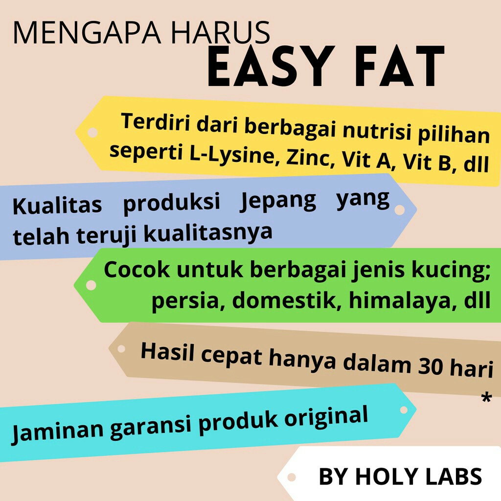 ASLI MURAH!! VIT KUCING EASY FAT JAPAN GARANSI DALAM 30 HARI UNTUK KUCING ANDA