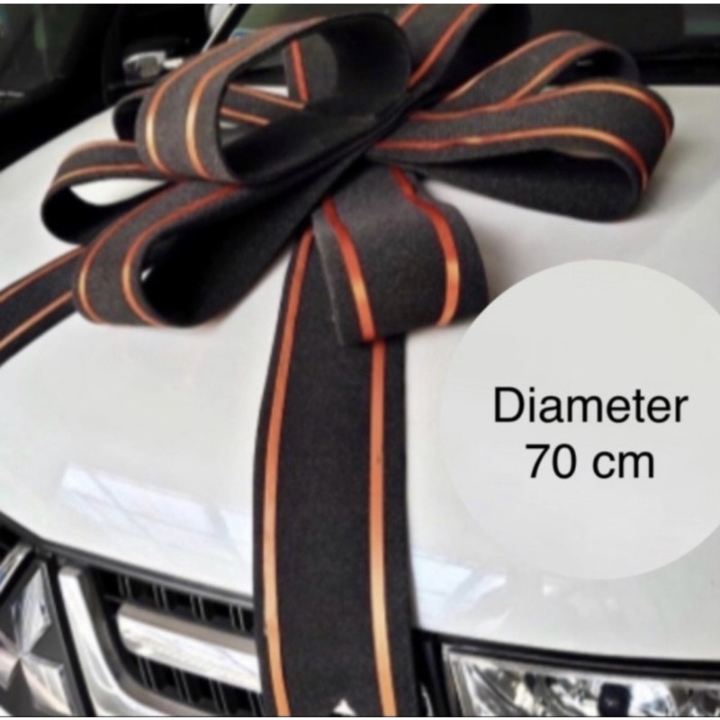 DQueen Florist Dekorasi Pita Hiasan Mobil Jumbo Pengantin Baru Motif Hadiah Bunga Bahan Spon Custom Warna