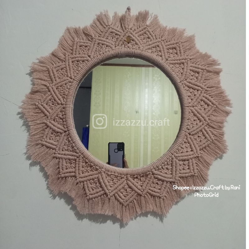 Wall Hanging Round Mirror / Hiasan dinding cermin bulat / Cermin Estetik Macrame