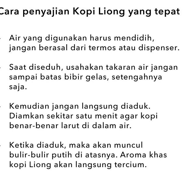 

[PRODUK 0HJ9W] Kopi Liong Mini , Kopi Tanpa Gula 8gr ( 1 pack isi 30scht x 8gr ) Kopi Legend Bogor 0YR