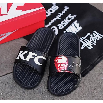 OBRAL MURAH..!! SANDAL PRIA WANITA Nik Benassi X KFC Red &amp; White Black