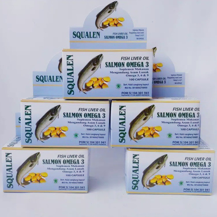 Squalen Fish Liver Oil Minyak Ikan Salmon Omega 3 Suplemen Makanan Nutrisi Otak