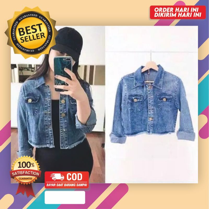 JAKET JEANS CROP DENIM JINS JAKET WANITA RAWIS CEWE CEWEK MURAH